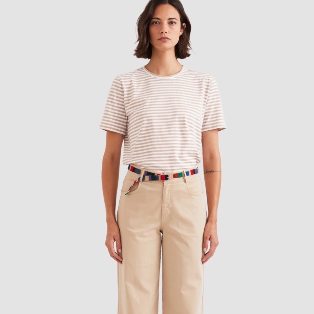 KULE The striped Modern Tee Shirt Cream Stripes size Medium